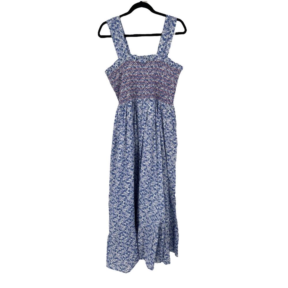 Mille Dress Garden midi sleeveless floral blue size Large L - Picture 2 of 7